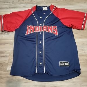 Vintage Cleveland Indians Jersey Adult XL Blue MLB Baseball‎  Puma 2000 Stitched